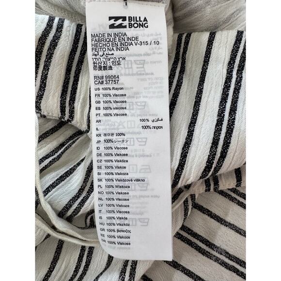 NWT Billabong Romper Tie-Front Med. Cream Black Striped Twist And Jump JNO9NBTW - Picture 14 of 15